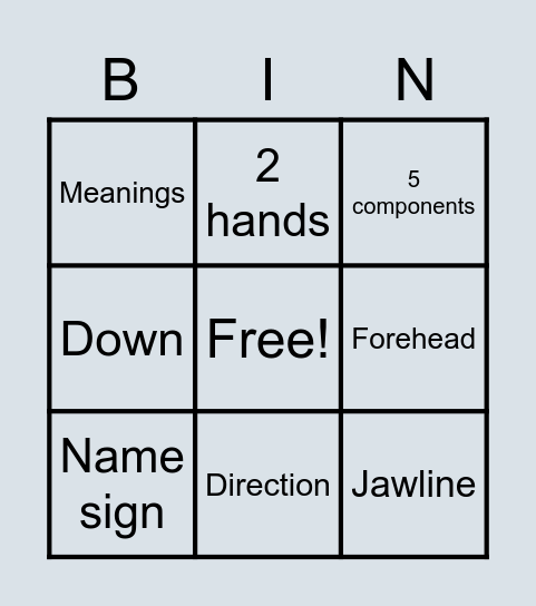 ASL Bingo Card