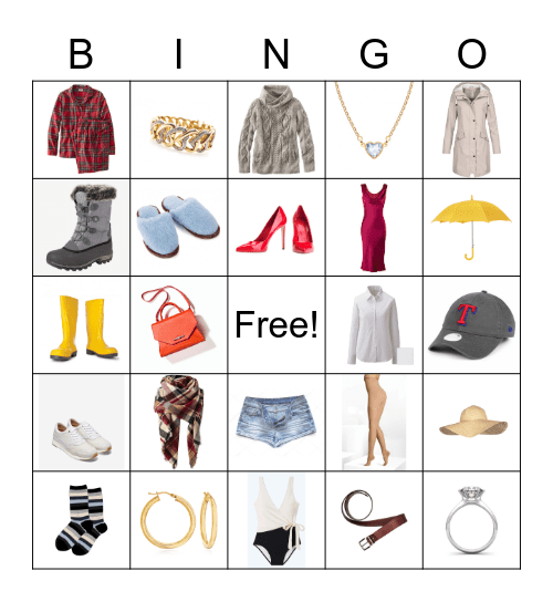 Things we wear Bingo Card