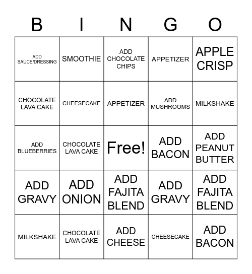 B.A.D.A. BINGO Card