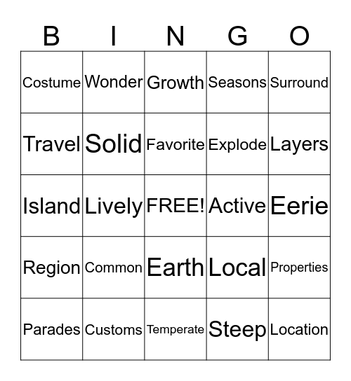 Unit 4 Week 3 Bingo Card