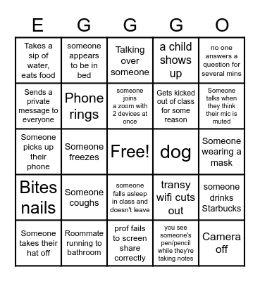 CETA 2021 Zoom Egggo (aka Bingo) Bingo Card