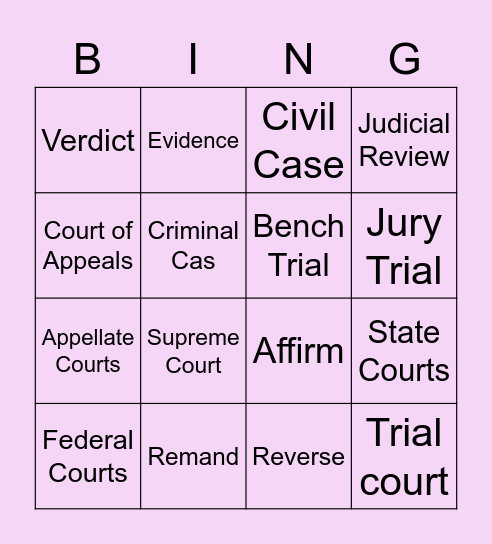 Judicial Branch Swan Bingo Card