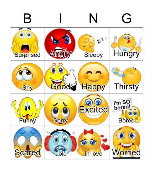 Feelings Bingo Card