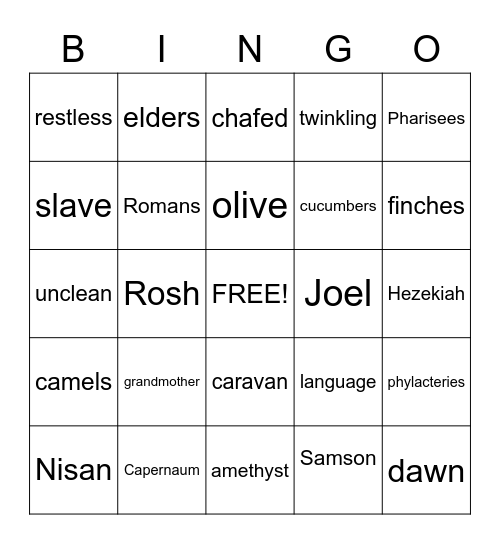 Bronze Bow BINGO! Bingo Card