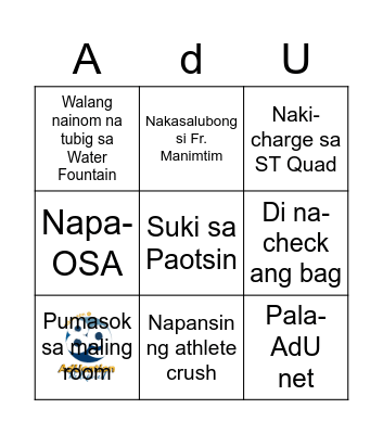 Adamson Bingo Card