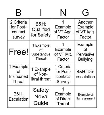 B&H and VT Recap Bingo Card