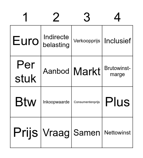 Economie BINGO! Bingo Card
