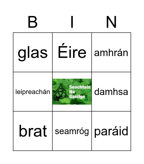 Biongó Seachtain na Gaeilge Bingo Card