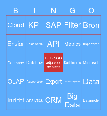 Ensior's BI-ingo Bingo Card