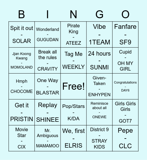 YEOGICHACHA Bingo Card