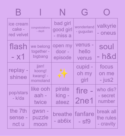 daegalzhng Bingo Card