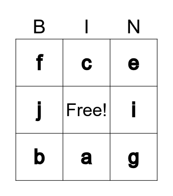 Alphabet Bingo Card