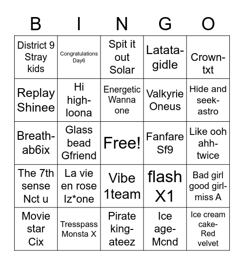 @purpleetaee12 Bingo Card