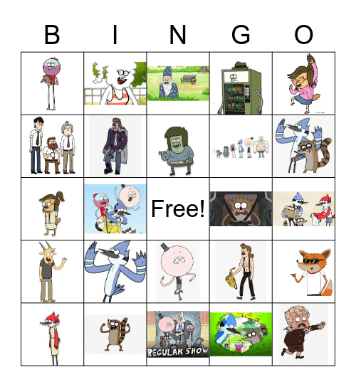 The Regular Show Bingo Card