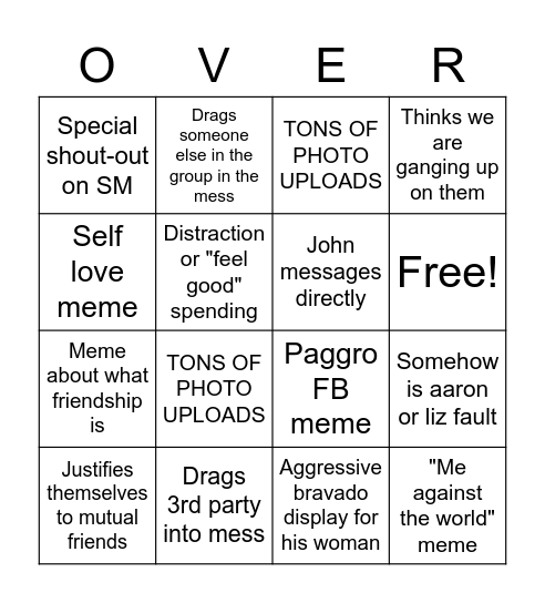 Meltdown BINGO Card