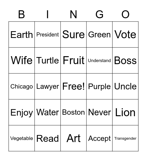 ASL Bingo Card
