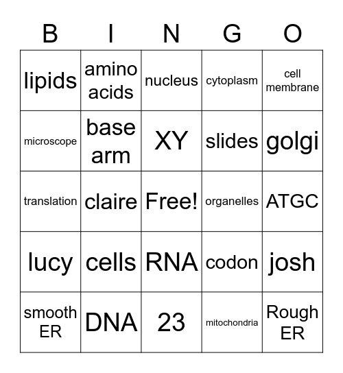 P1 Bingo! Bingo Card