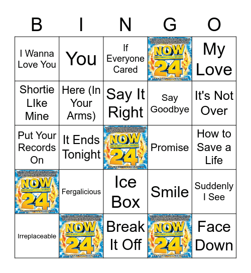Now 24 Bingo Card