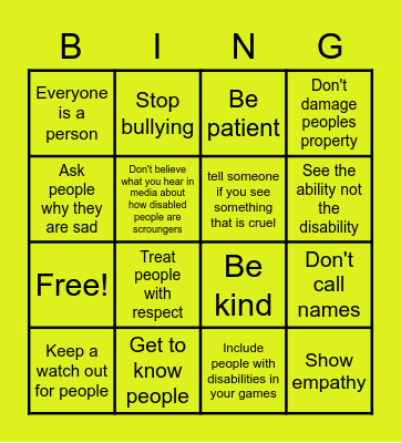 Hate Crime Bingo Card