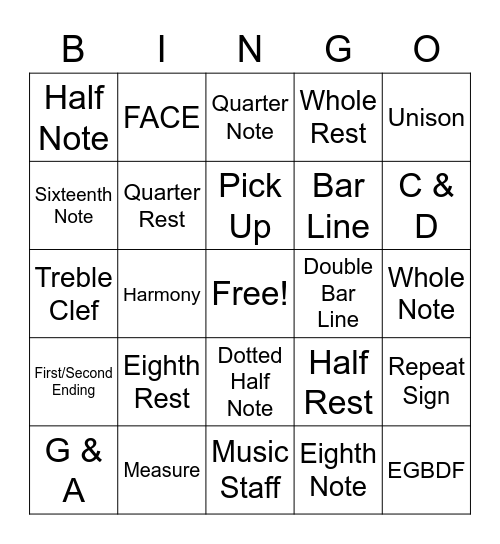 Vocab Bingo Card