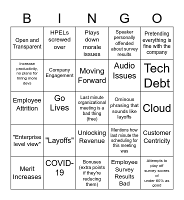 Bye Daniel Bingo Card