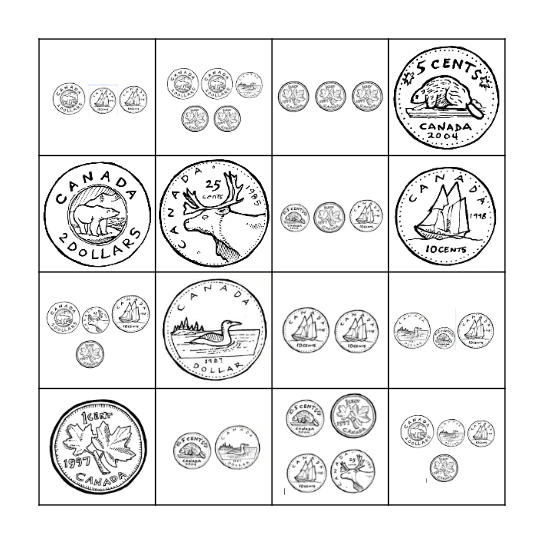 Canada Money Bingo! Bingo Card