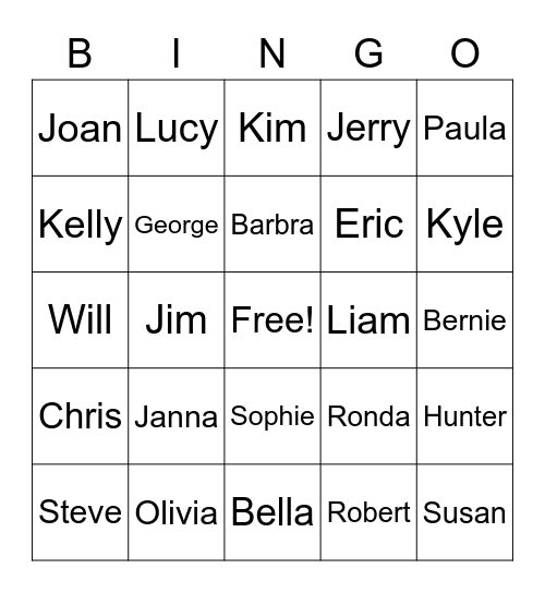Apostle Bingo Card