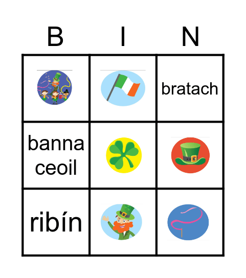 Lá Fhéile Pádraig Bingo Card