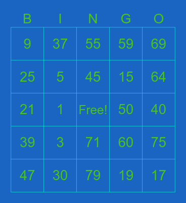 Elijah`s Bingo Card Bingo Card