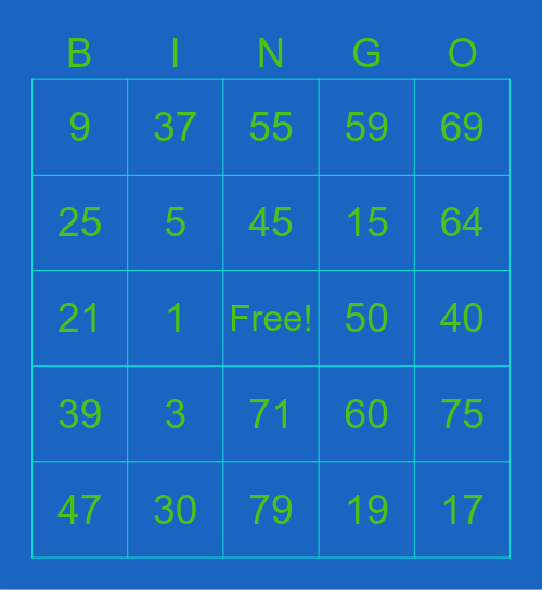 Elijah`s Bingo Card Bingo Card