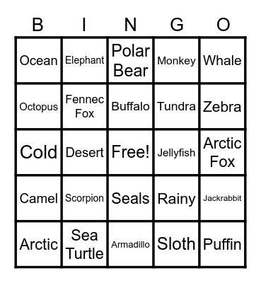 Habitat Bingo Card