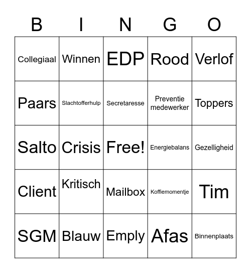 Koffiemomentje administratie Bingo Card
