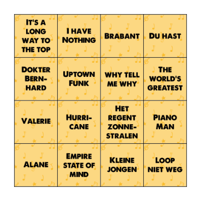 PWC Muziekbingo! Bingo Card