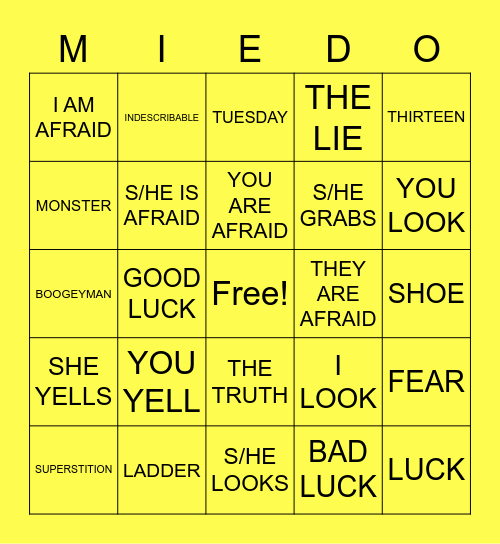 MIEDO SP-EN Bingo Card