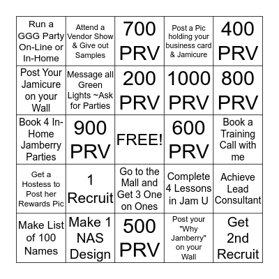 February Jamberry Bingo Card