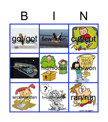 IRREGULAR VERBS PAST PARTICIPLE Bingo Card