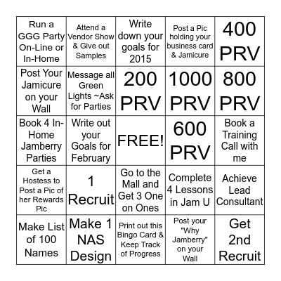 February Jamberry Bingo Card