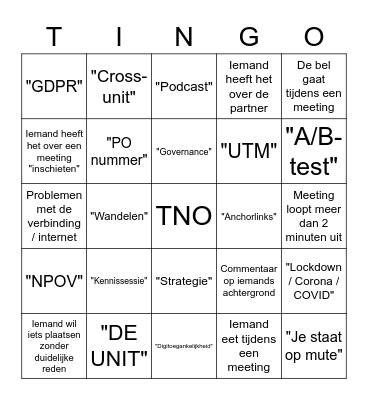 T (I) N (G) O Bingo Card