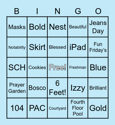 TCB 104 Bingo Card