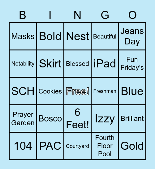 TCB 104 Bingo Card