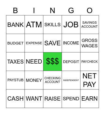 MONEY BINGO Card