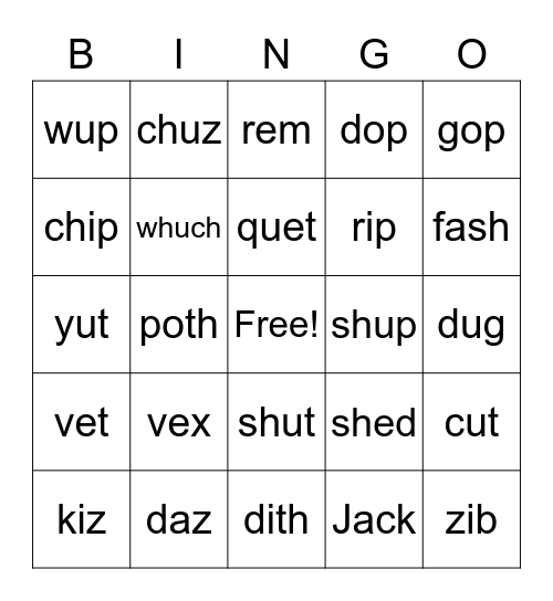 Wilson BINGO Card