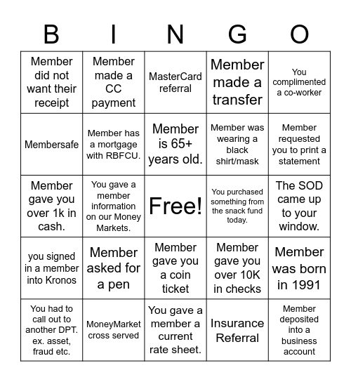 Wednesday Bingo Card