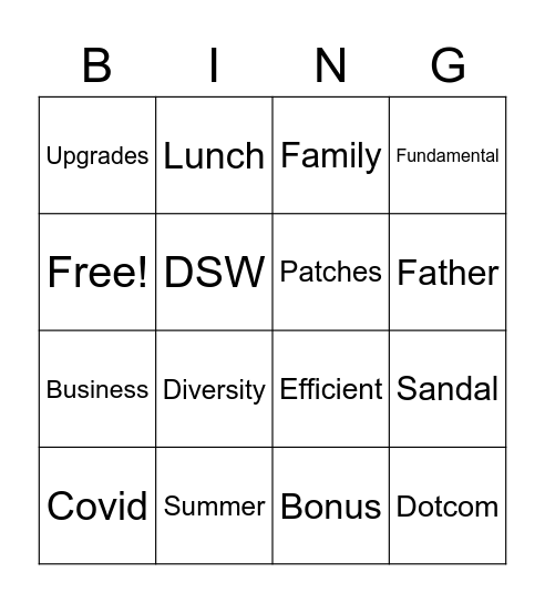 BI TEAM Bingo Card