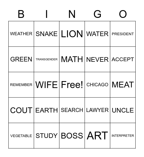 ASL Bingo Card