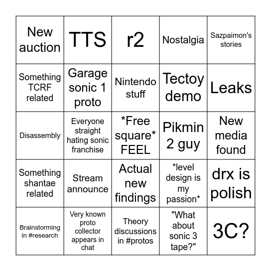 Just another day in hidden palace discord server Bingo Card