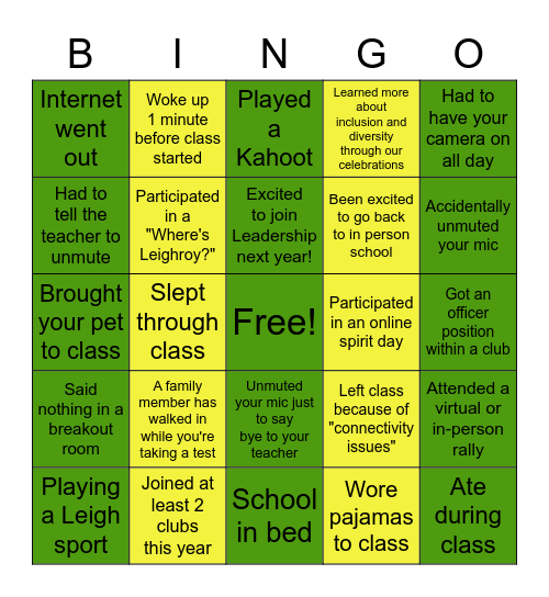 Leigh Longhorns 2021 Bingo! Bingo Card