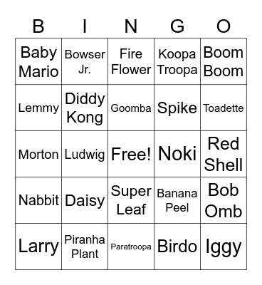 Super Mario Bingo Card