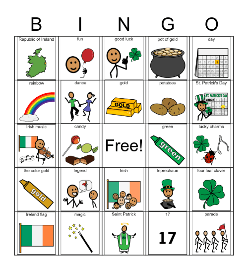 St. Patrick's Day BINGO Card