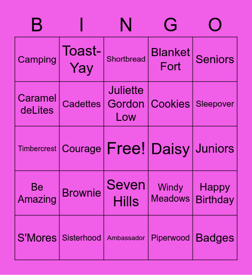 Happy Birthday Girl Scouts Bingo Card